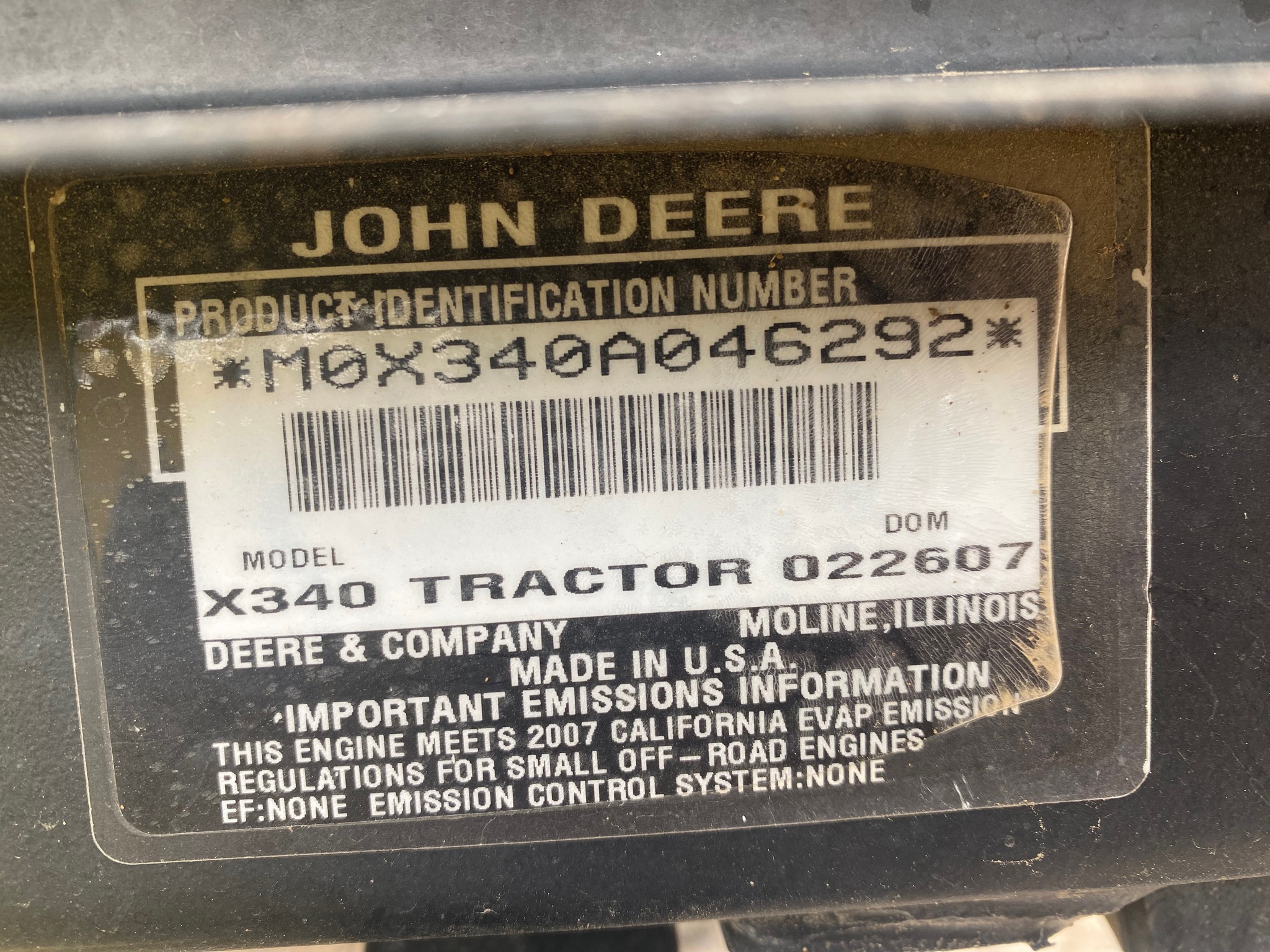 2007 John Deere X340 Image 20