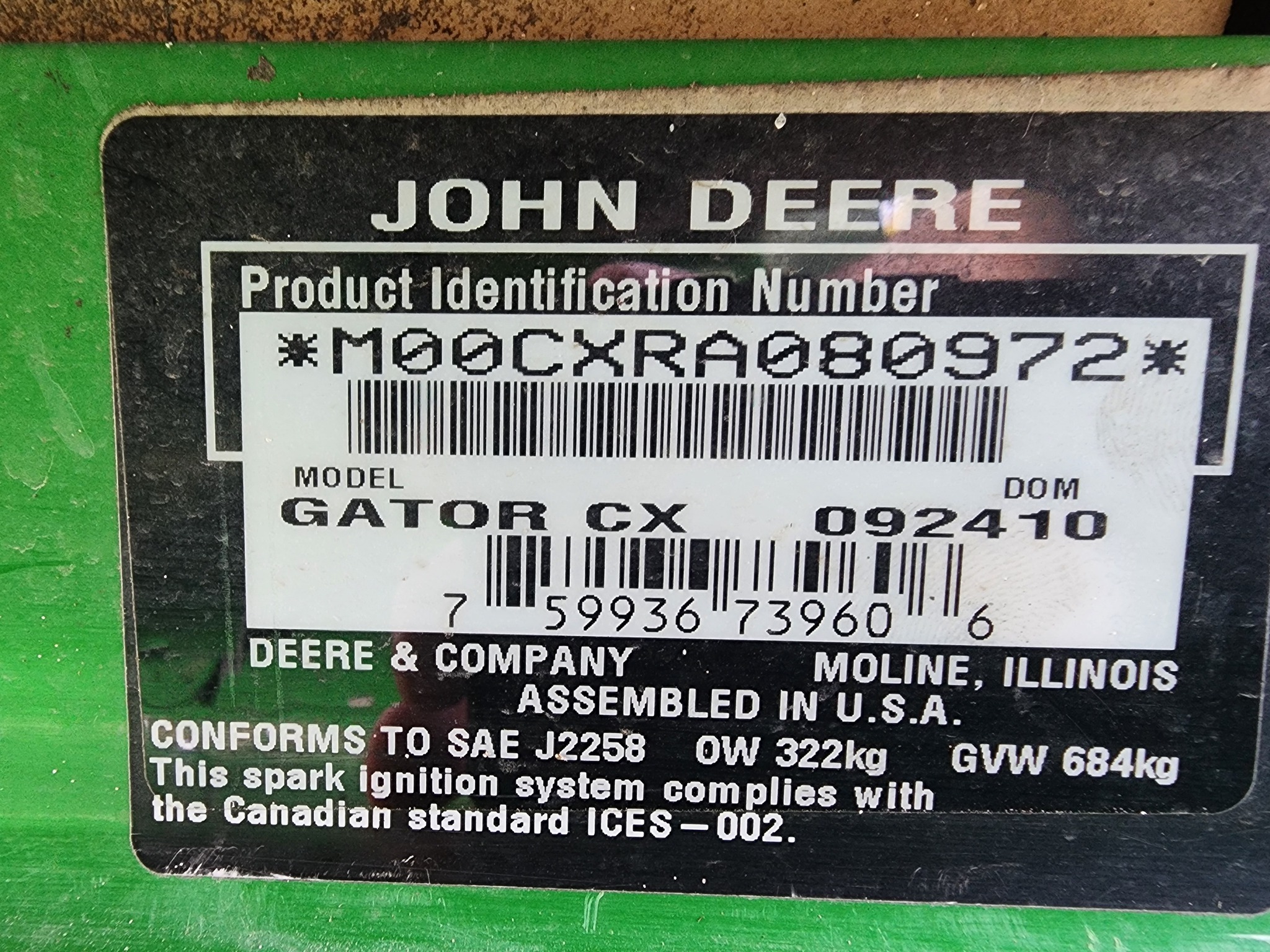 2010 John Deere CX GATOR Image 12