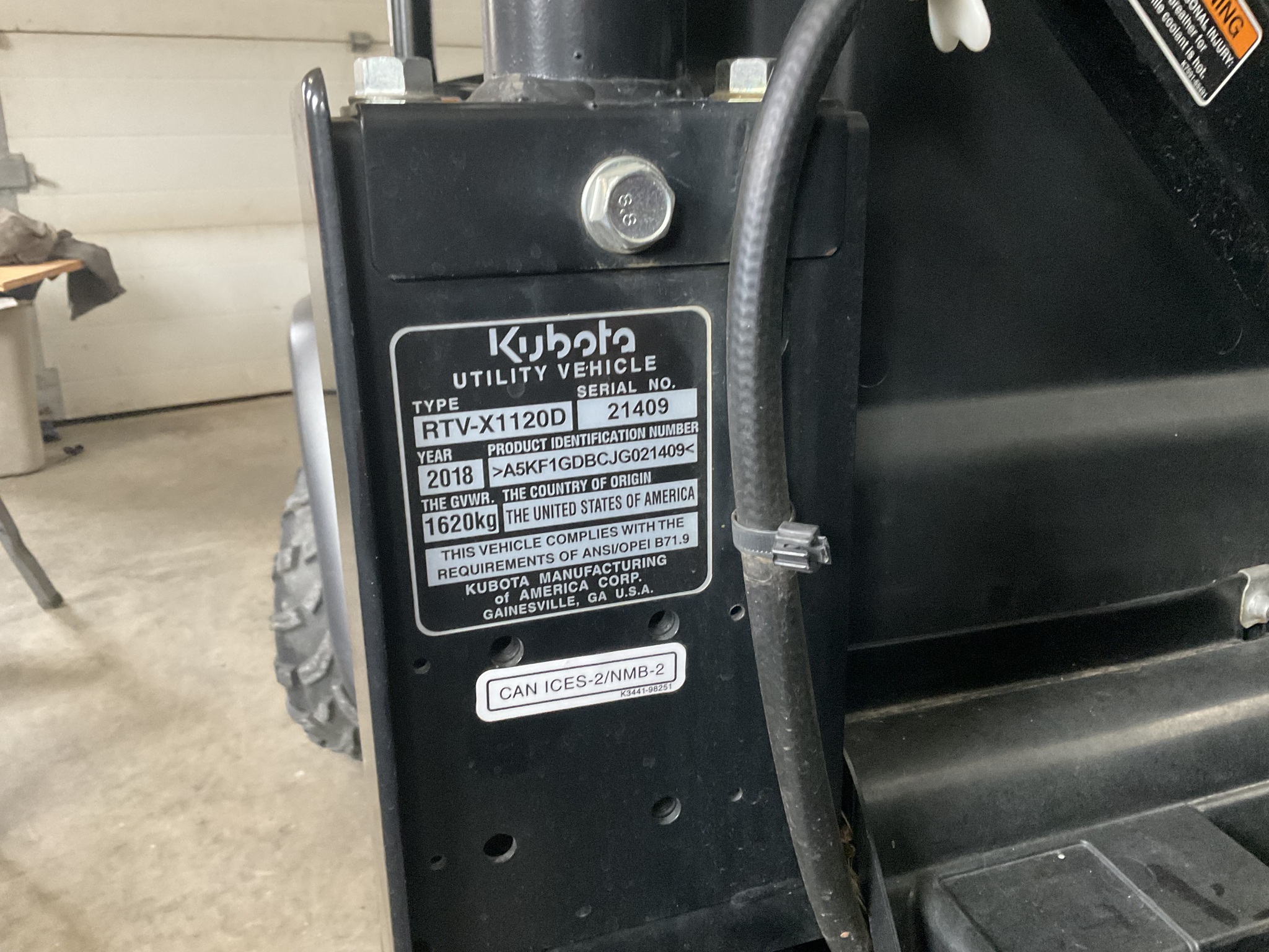 2018 Kubota RTV-X1120 Image 2