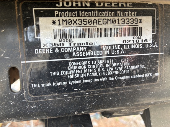 2016 John Deere X350
