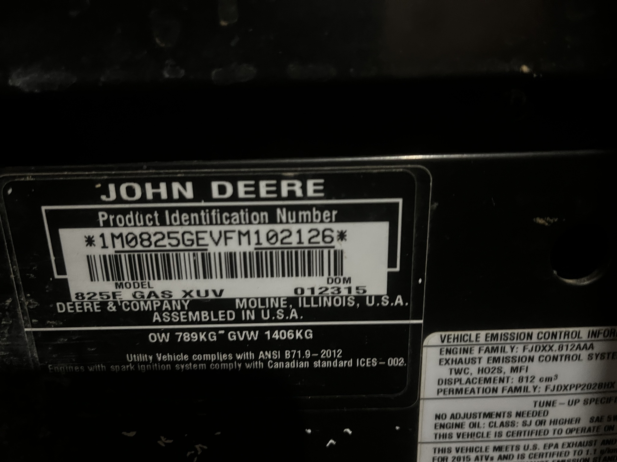 2015 John Deere XUV 825i Image 10