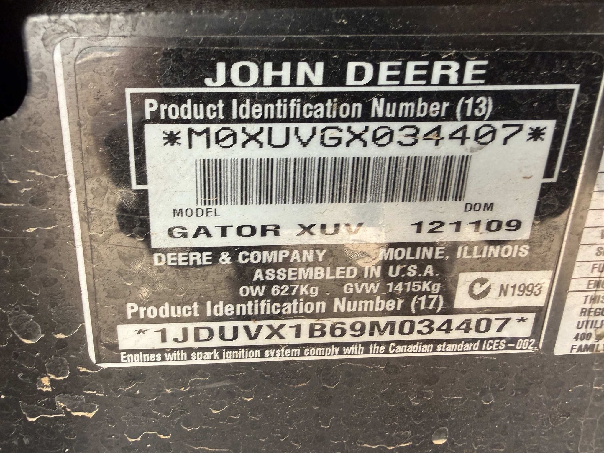 2009 John Deere XUV 620I GREEN Image 9