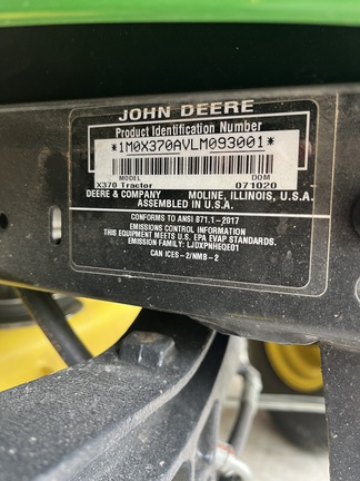Photo of 2020 John Deere X370