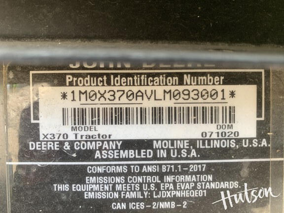 Photo of 2020 John Deere X370