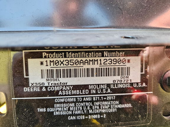 Photo of 2021 John Deere X350