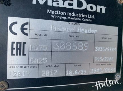 Photo of 2017 MacDon FD75-35