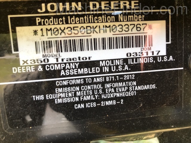 2017 John Deere X350 Image 6