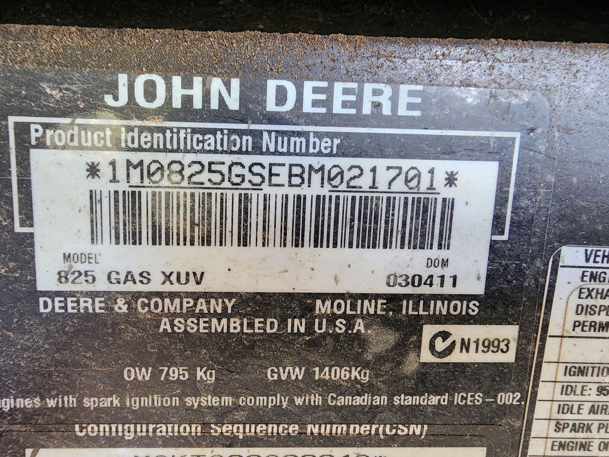 2011 John Deere XUV 825I GREEN Image 13
