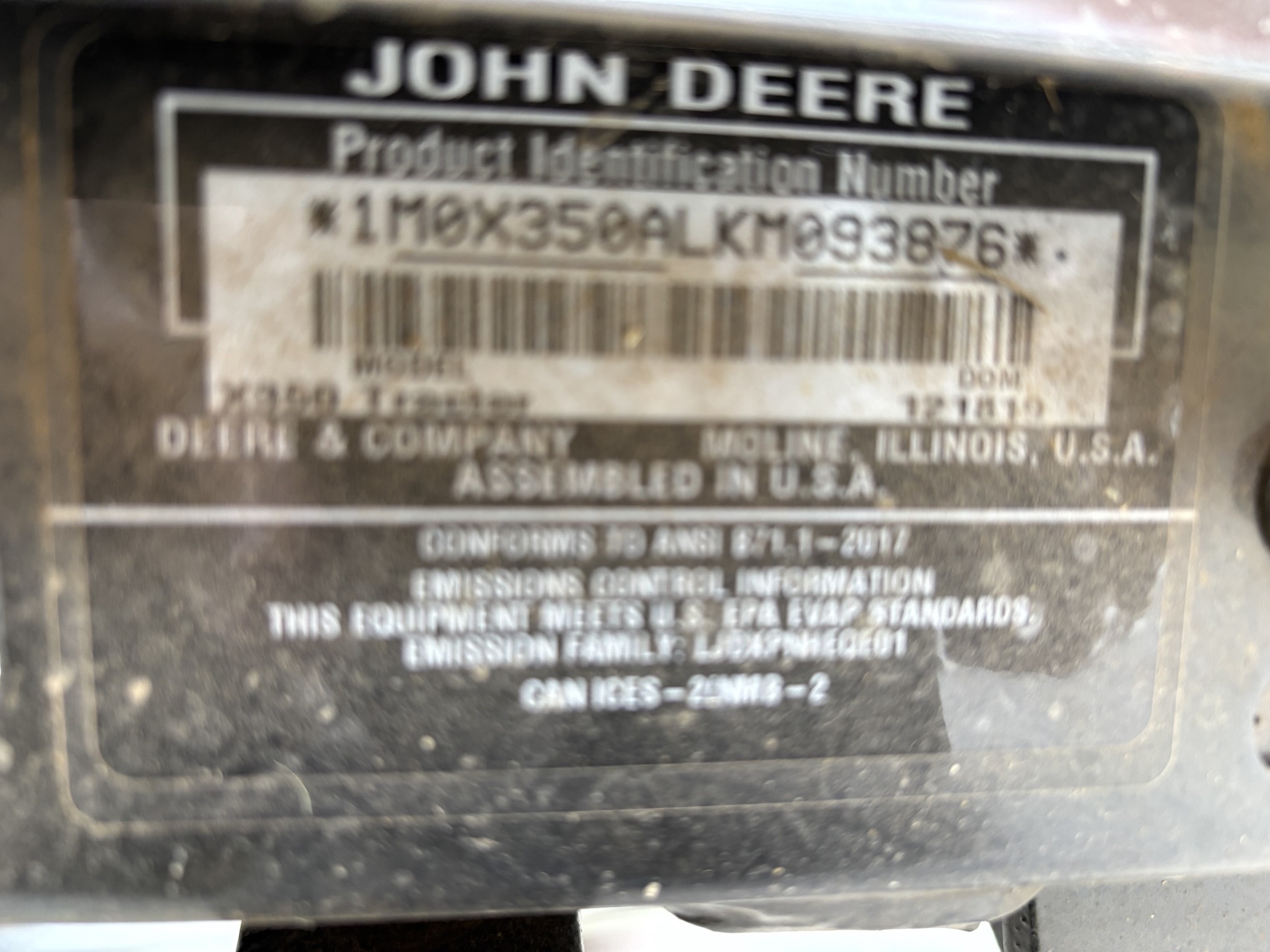 Used 2020 John Deere X350 Lawn & Garden Tractors at Koenig Equipment in Lebanon, OH - PhotoXL10