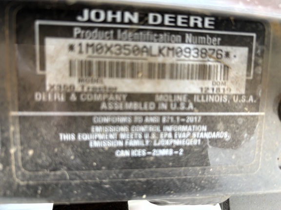 Used 2020 John Deere X350 Lawn & Garden Tractors at Koenig Equipment in Lebanon, OH - Photo10