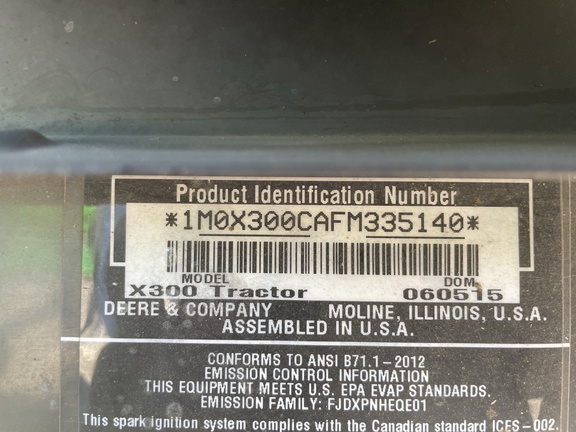 2015 John Deere X300