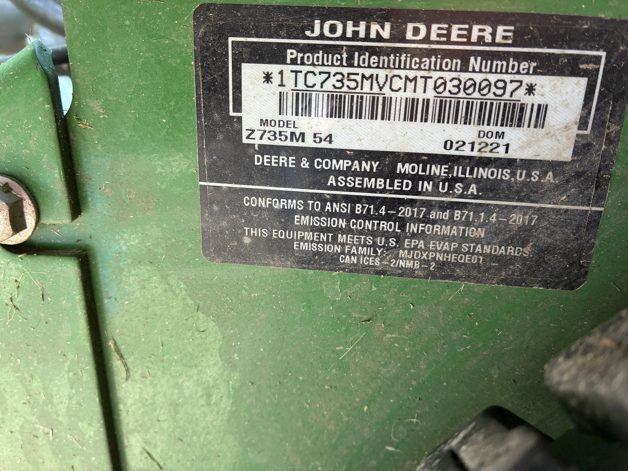 2021 John Deere Z735M Image 6