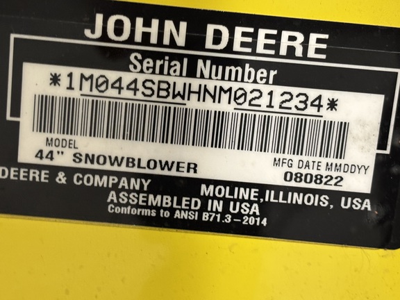 Used 2022 John Deere 44 Garden Tractor Mounted Snow Blowers at Koenig Equipment in Botkins, OH - Photo12