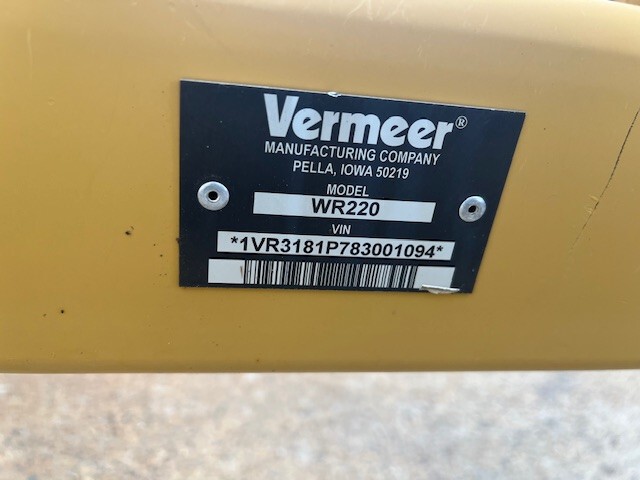  2008 Vermeer WR220 at Heritage Tractor in West Plains, MO