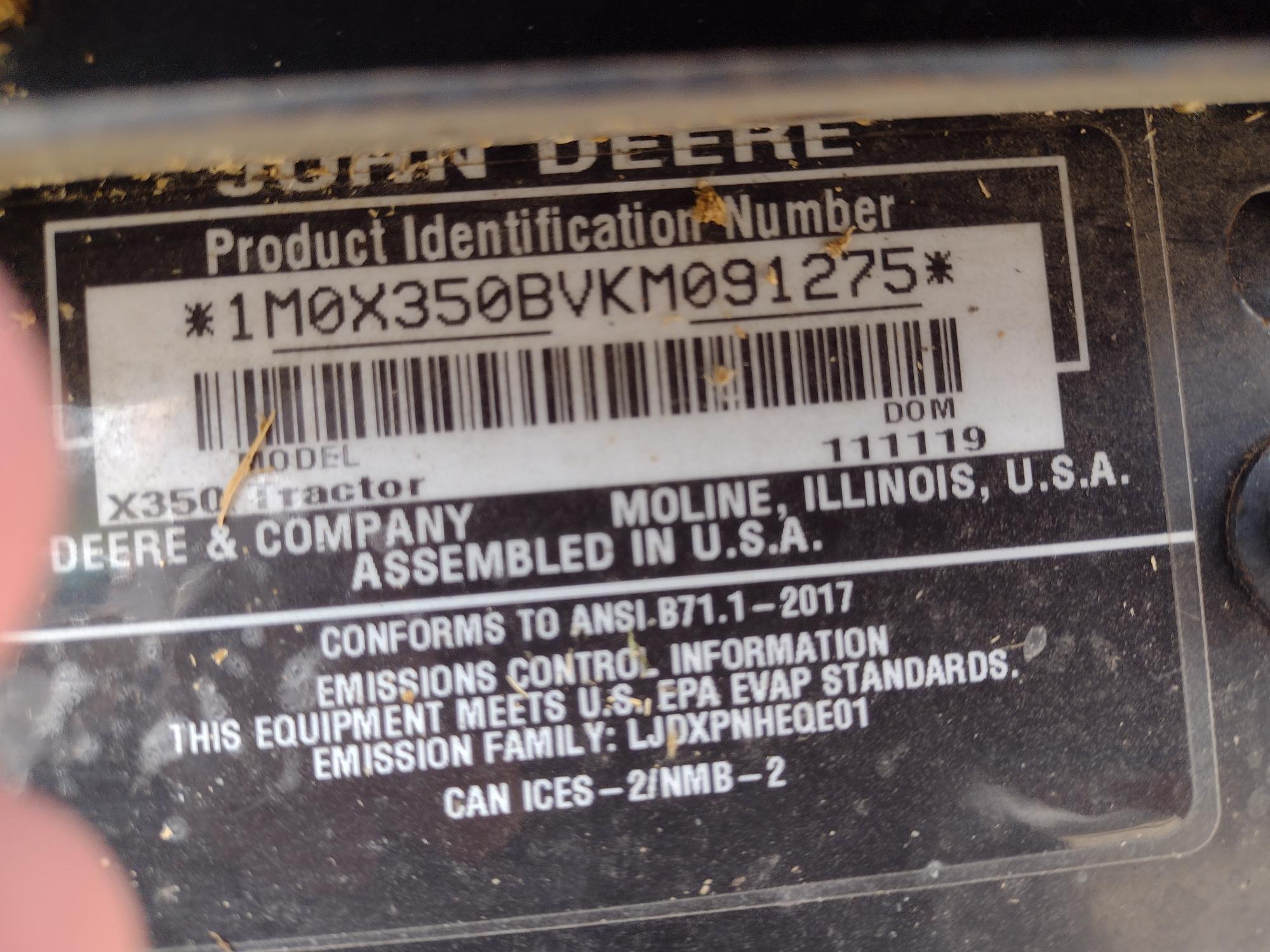 2019 John Deere X350 Image 5