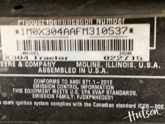 Photo of 2015 John Deere X304