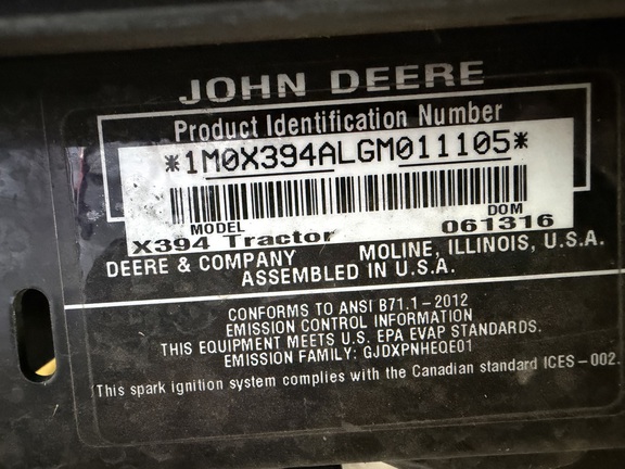 2016 John Deere X394 - Photo2