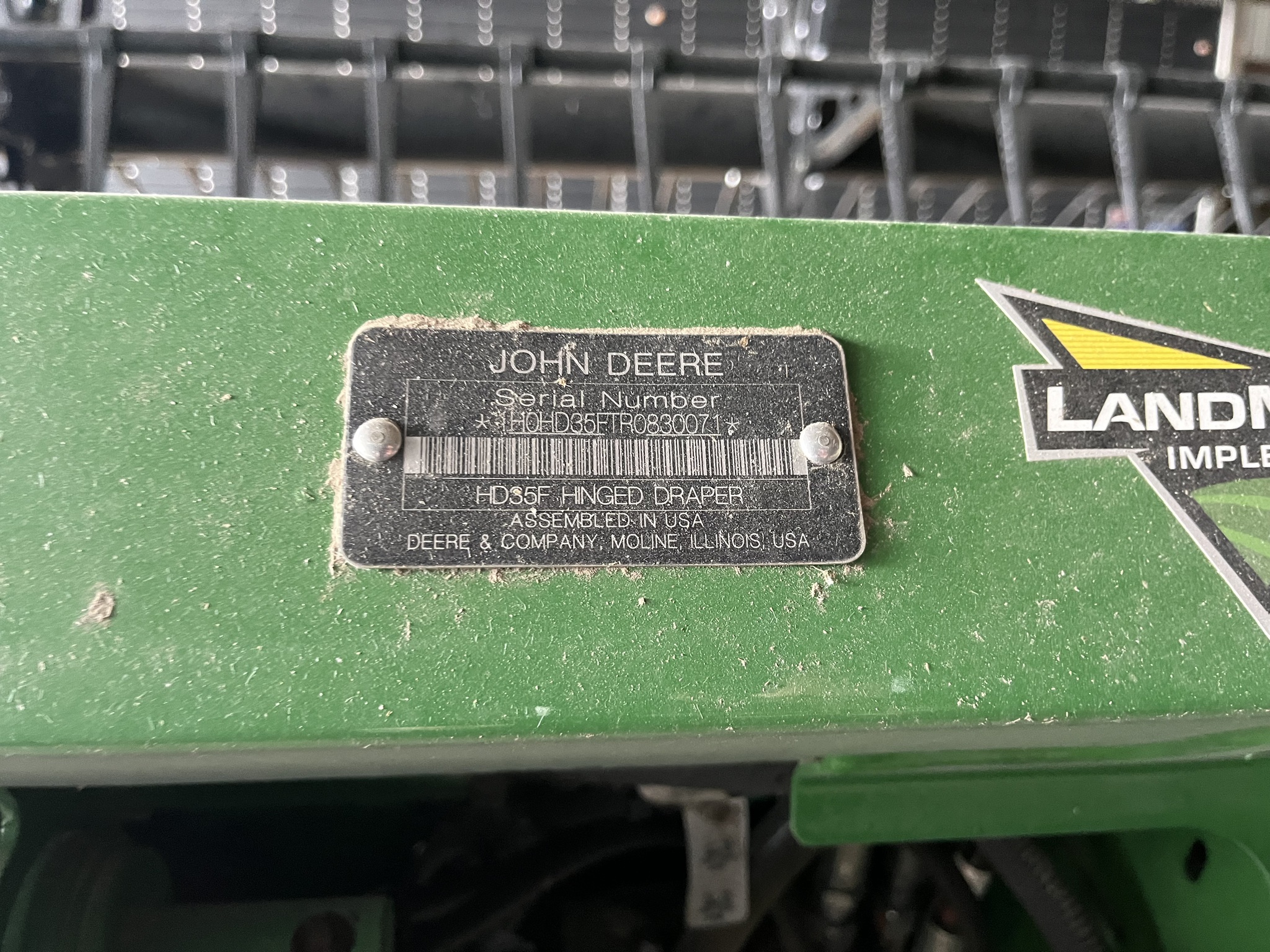  2024 John Deere HD35F at Heritage Tractor in Seneca, KS