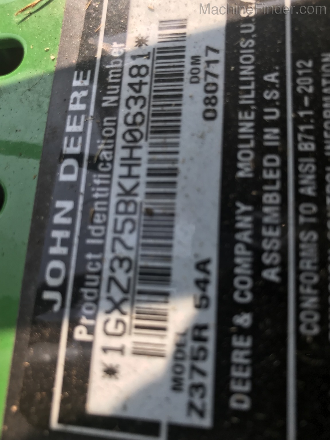 2017 John Deere Z375R Image 8