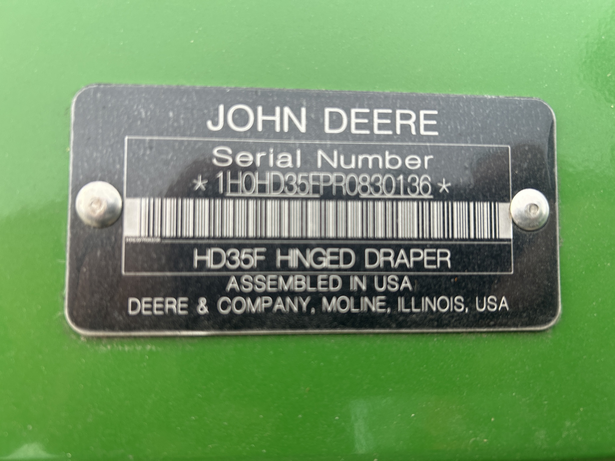  2024 John Deere HD35F at Heritage Tractor in Baldwin City, KS