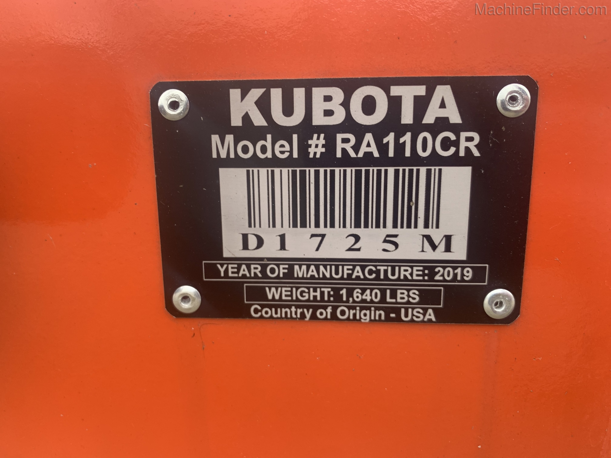 2019 Kubota RA110CR Image 6