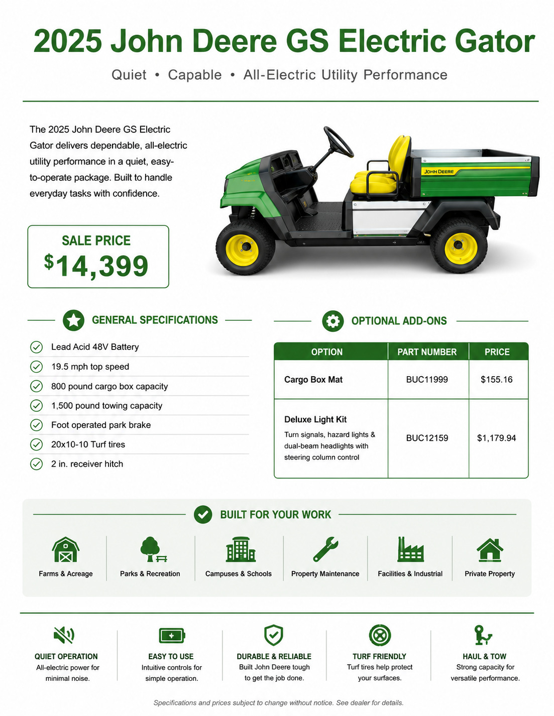 Used 2025 John Deere GS Electric ATVs & Gators at Koenig Equipment in Tipp City, OH - PhotoXL0