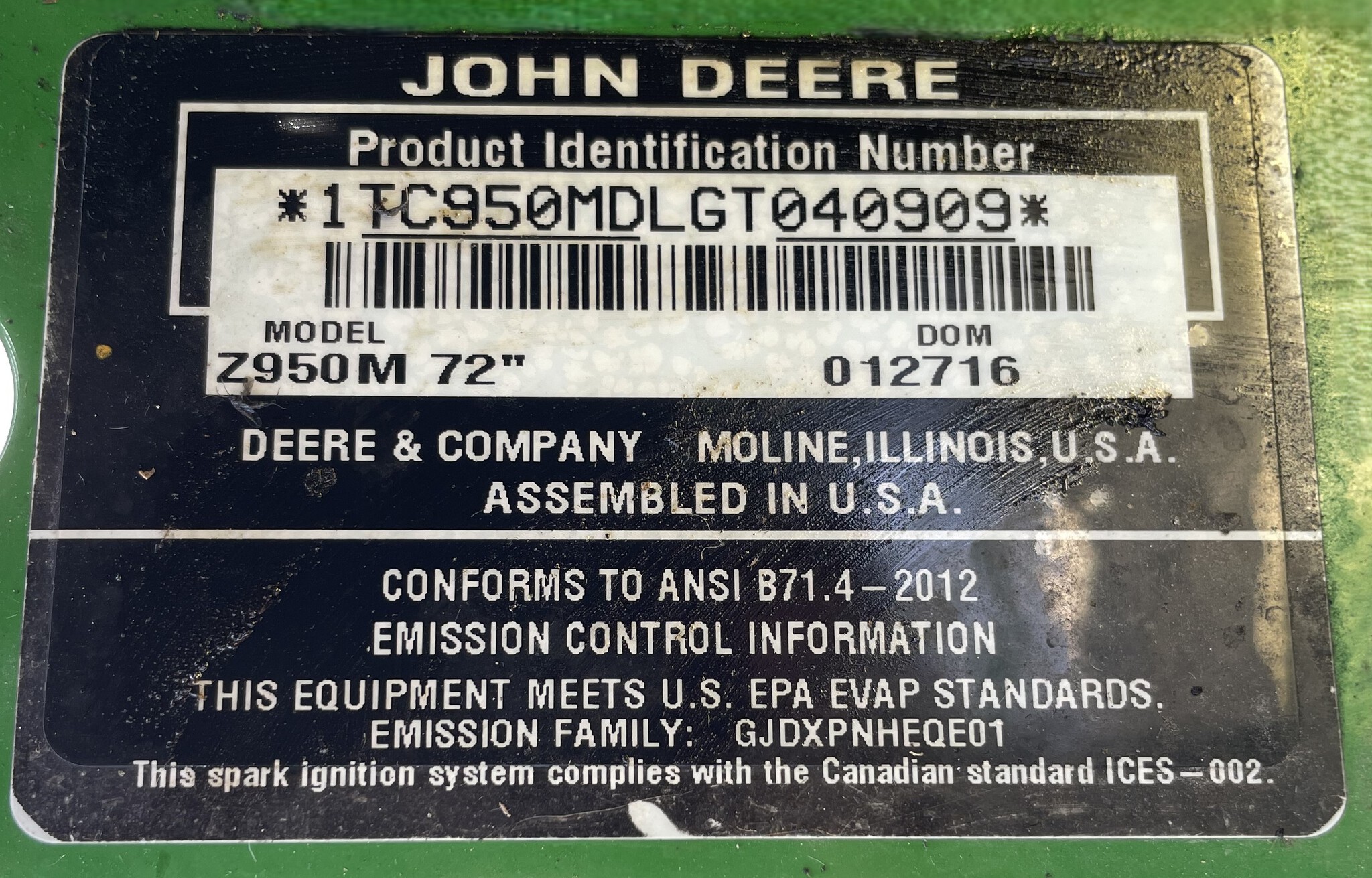 2016 John Deere Z950M Image 8