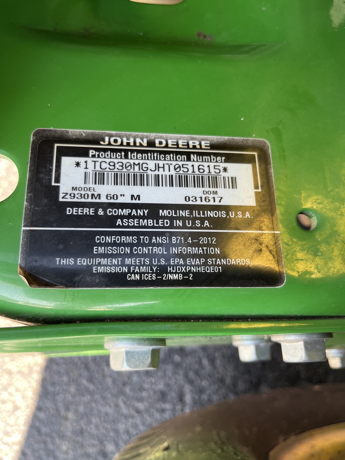 2017 John Deere Z930M Image 2