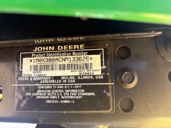 Photo of 2022 John Deere X380