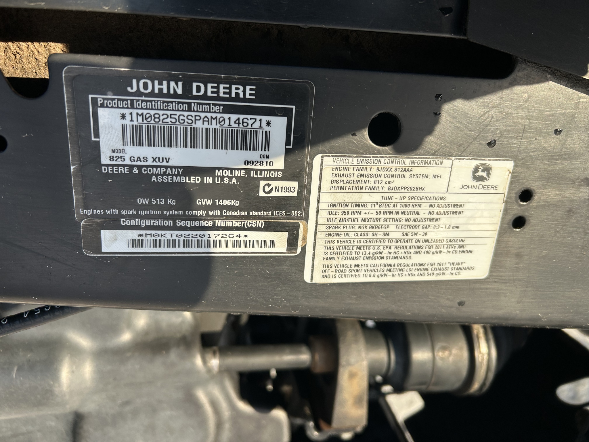 2011 John Deere XUV 825I GREEN Image 7