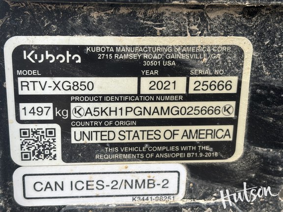 Photo of 2021 Kubota RTV-XG850