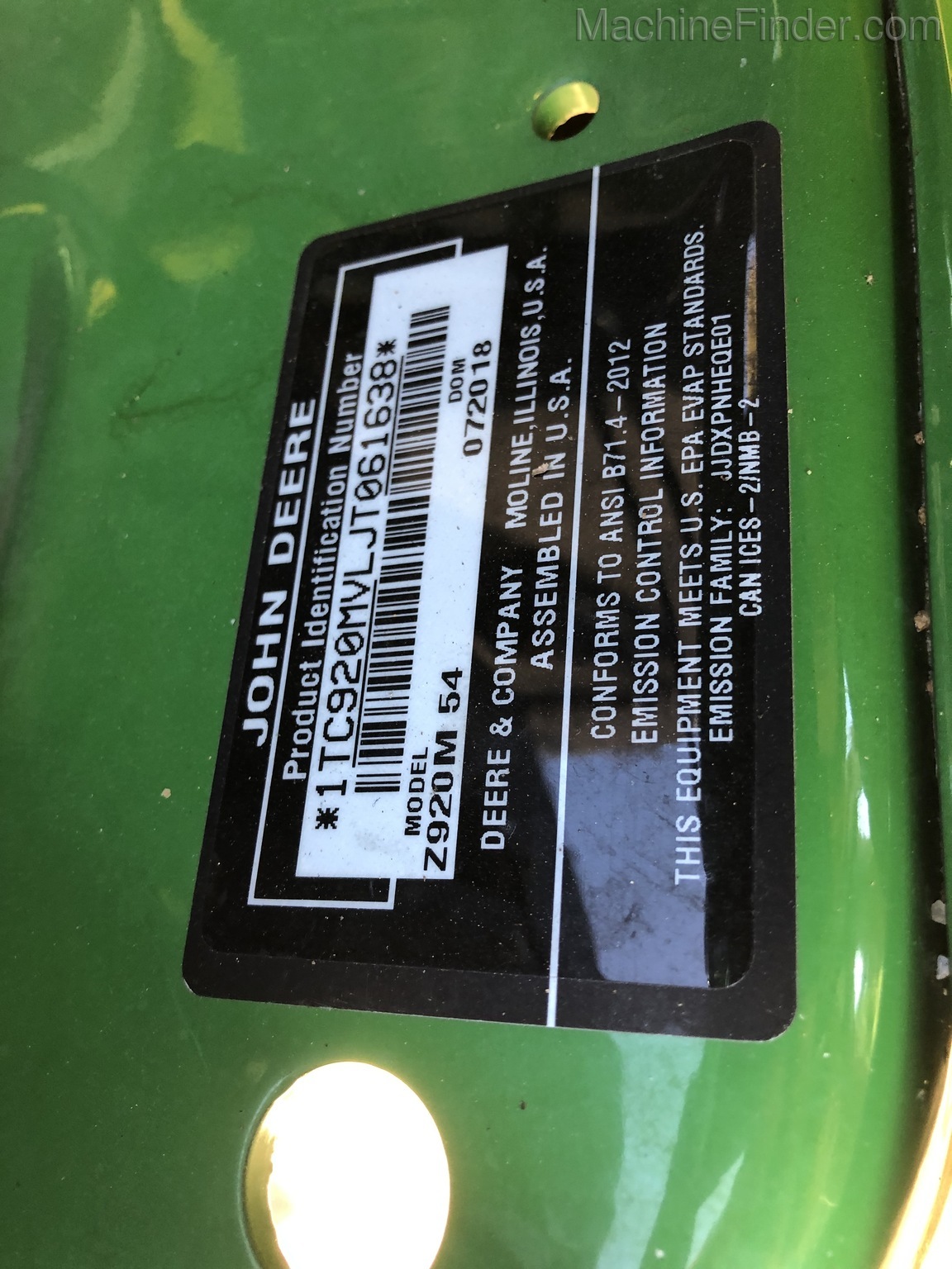 2018 John Deere Z920M Image 7