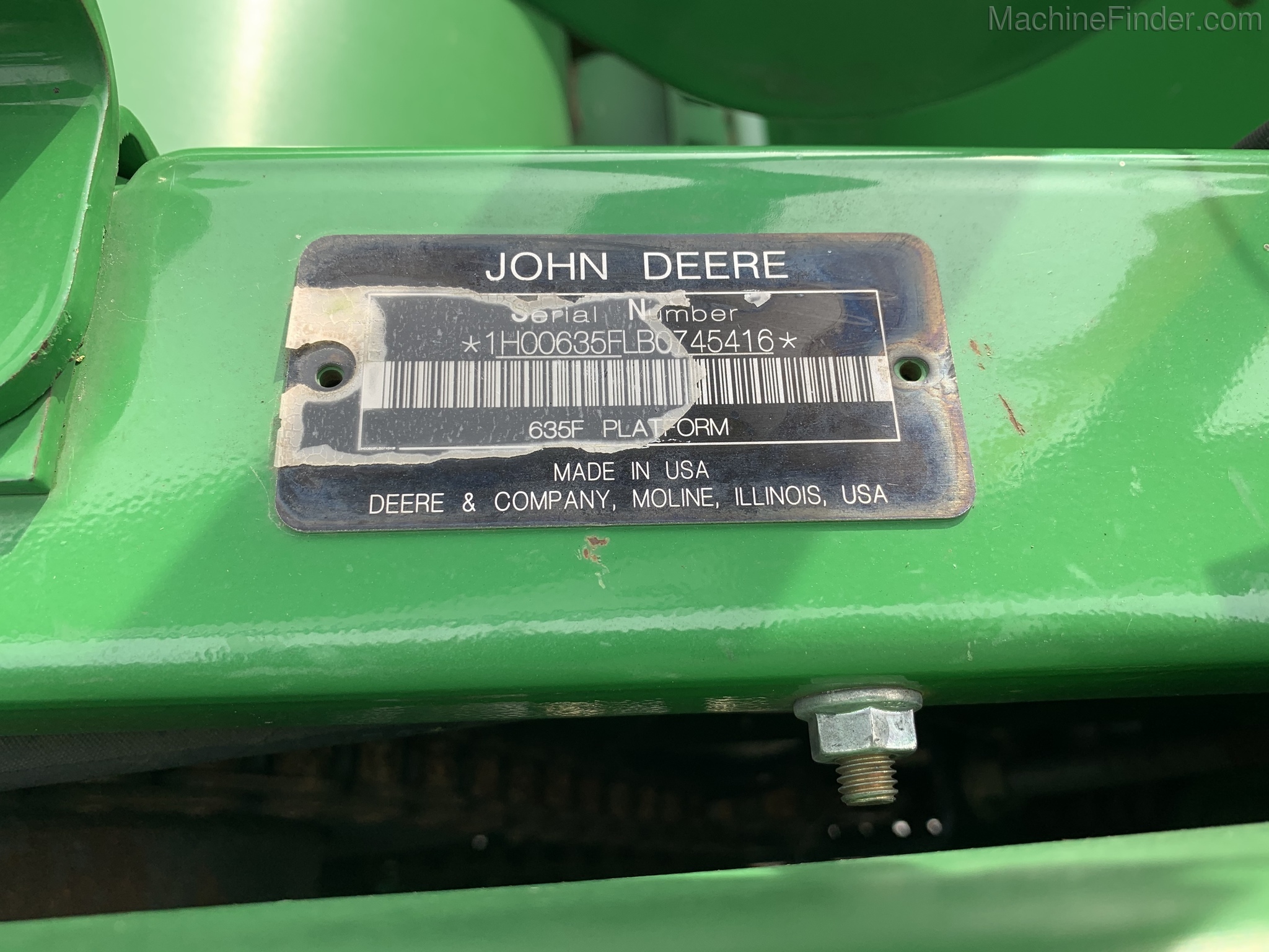 2012 John Deere 635F Image 8