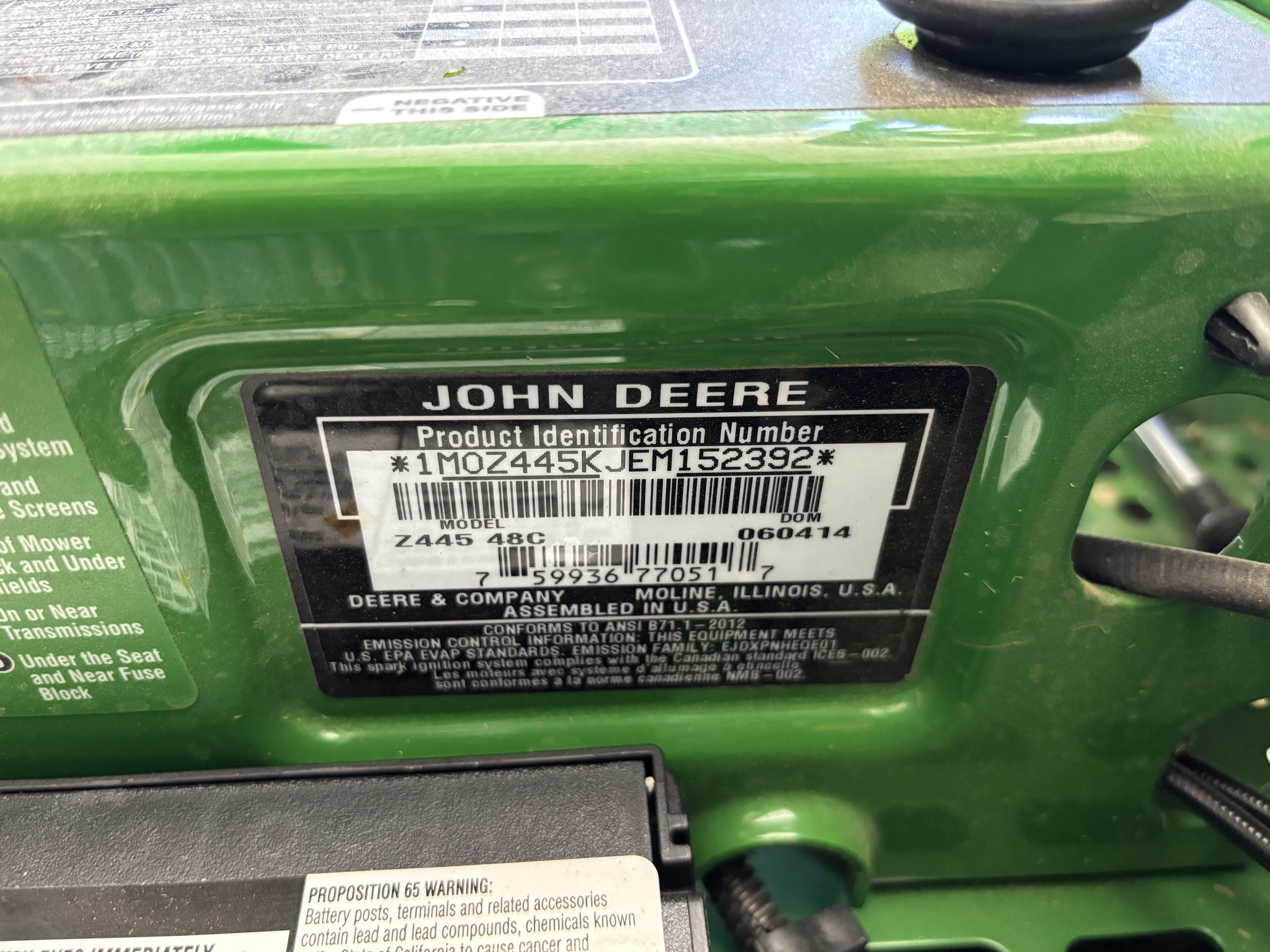 Used 2014 John Deere Z445 Zero Turn Mowers at Koenig Equipment in Oxford, OH - PhotoXL18