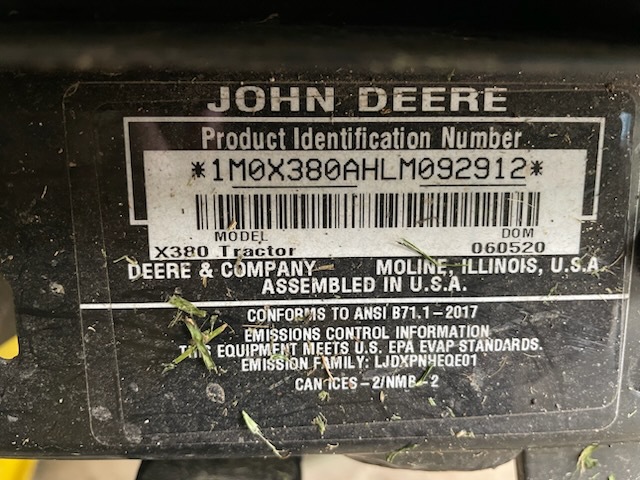 2020 John Deere X380 Image 6
