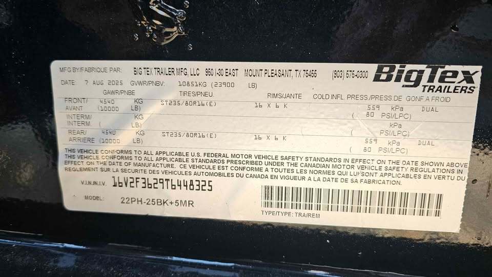 2025 Big Tex 22PH-25BK+5M MEGA RAMP Image 9