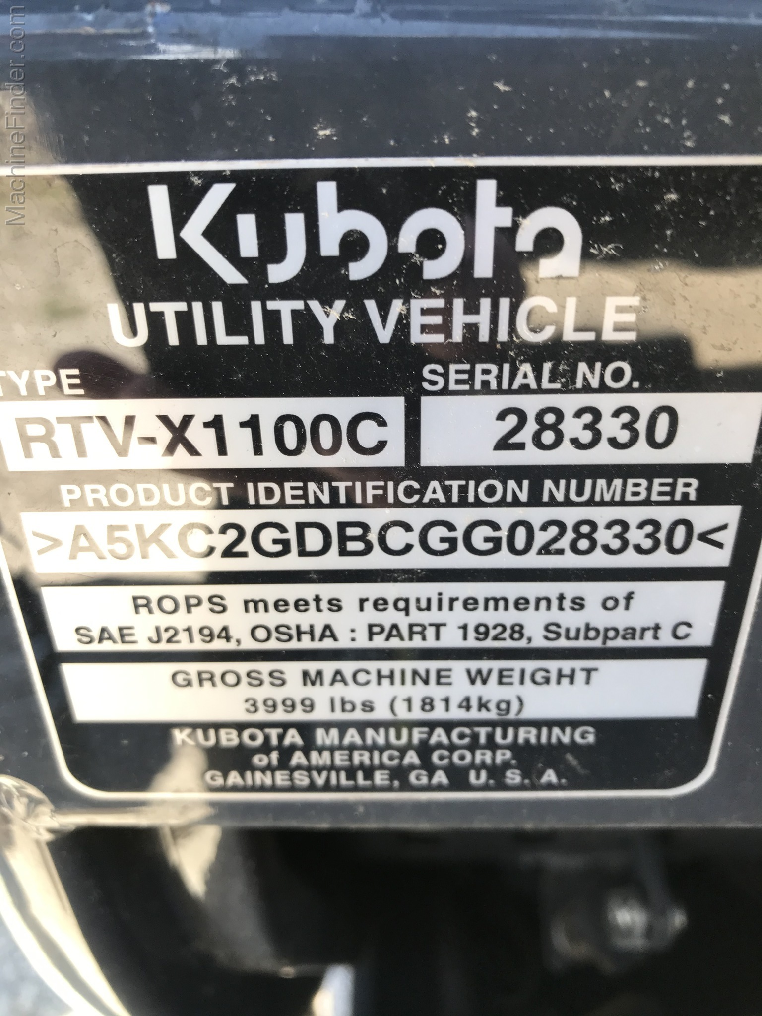 2016 Kubota RTV-X1100C Image 2
