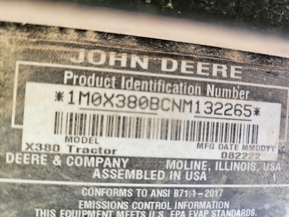Photo of 2022 John Deere X380