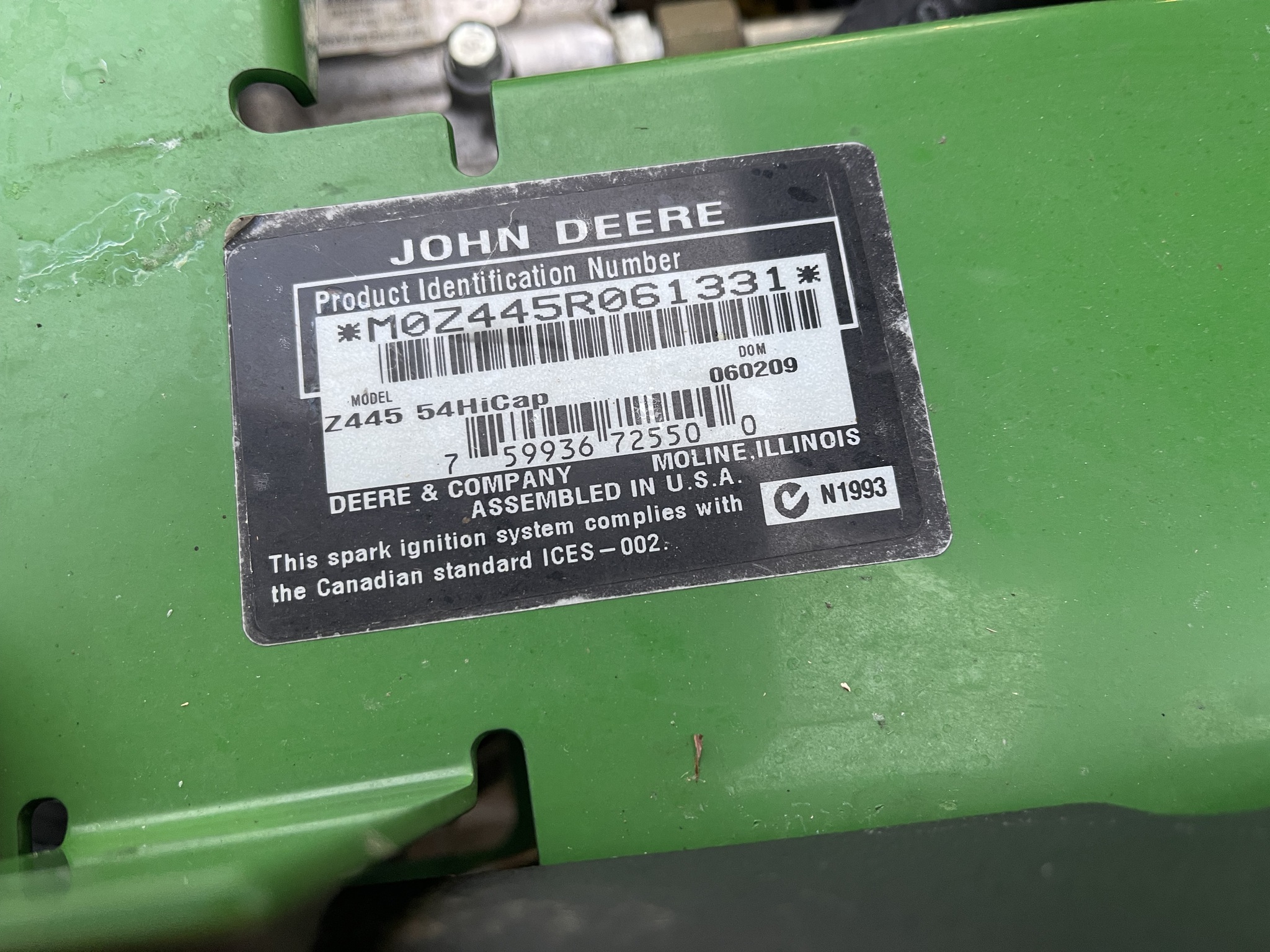 2009 John Deere Z445 Image 2