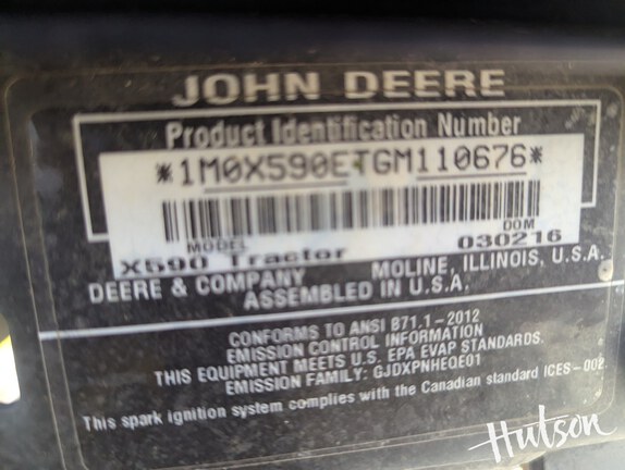 Photo of 2016 John Deere X590