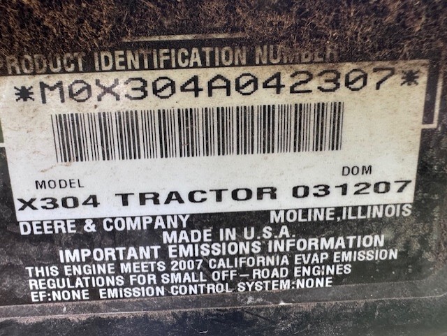 2007 John Deere X304 Image 11