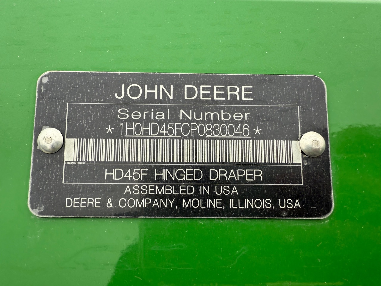  2024 John Deere HD45F at Heritage Tractor in Macomb, IL