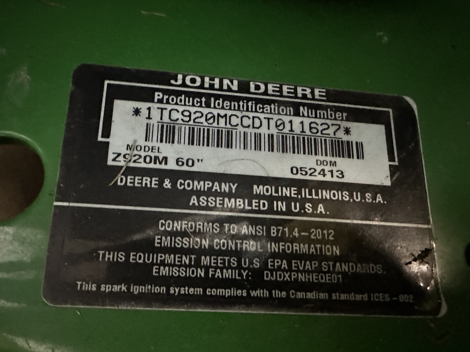 2013 John Deere Z920M Image 9