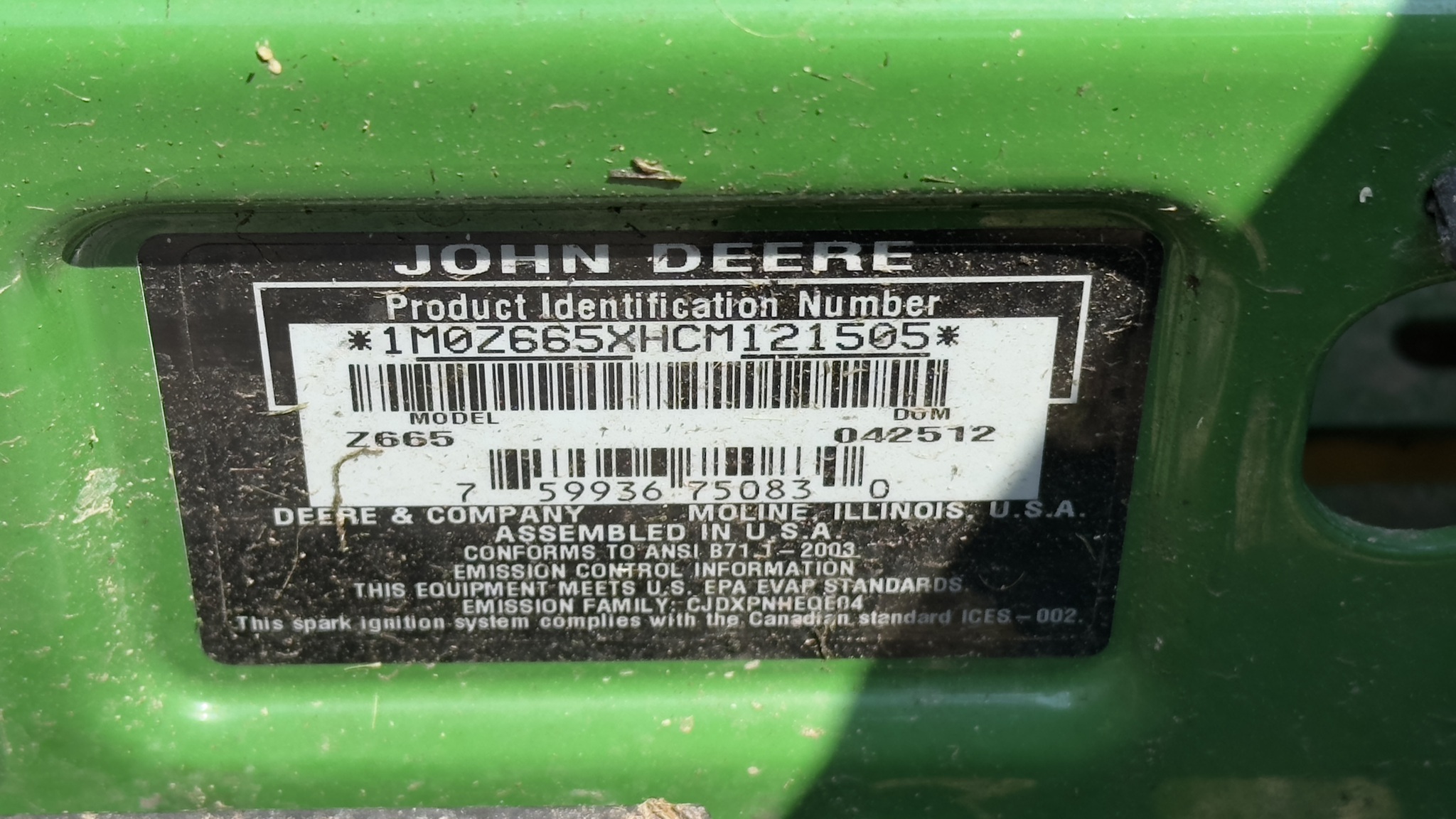 2012 John Deere Z665 Image 10